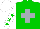 Silk - Green, silver cross, green stars on white sleeves, white cap
