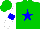 Silk - Green, blue star, white sleeves, blue armlets, green cap