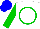 Silk - White, blue circle, green circle, sleeves blue, cap green