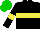 Silk - black, green and yellow hoop, yellow armlets, green cap