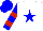 Silk - White, blue star, sleeves blue, red hooped, cap blue