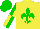 Silk - Yellow, green fleur de lys, yellow sleeves, green quarters cap