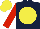 Silk - Dark blue, yellow disc, red sleeves, yellow cap