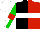 Silk - Black, red halves, white hoop, green sleeves, white halves, red armlets, white and green quarters cap