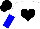 Silk - White, black heart, white, blue halved sleeves, black cap