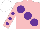 Silk - PINK, large PURPLE spots, PINK sleeves, PURPLE spots, WHITE cap