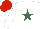 Silk - White, olive green star, red cap