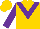 Silk - Gold, purple 'v' and sleeves, gold cap