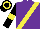Silk - Purple, yellow sash, black sleeves, yellow armlets, black cap, yellow hoop