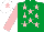 Silk - Emerald green, pink stars and sleeves, white cap, pink star