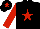 Silk - Black, red star, sleeves black, red stars, cap black, red star cap