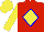 Silk - Red, blue diamond frame, yellow diamond, sleeves yellow, cap red