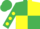 Silk - Emerald Green and Yellow (quartered), Emerald Green sleeves, Yellow spots
