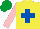 Silk - Yellow, royal blue cross, pink sleeves, emerald green cap