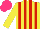 Silk - Yellow,red stripes, hot pink cap