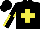 Silk - Black, yellow cross, yellow sleeve, black stripe, quarters cap
