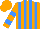 Silk - Orange, cornflower blue stripes, orange sleeves, cornflower blue hooped, orange cap