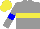 Silk - grey, blue and yellow hoop, blue armlets, yellow cap