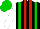 Silk - Black, red stripes, green braces, white sleeves, green cap