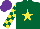 Silk - Dark green, yellow star, checked sleeves, purple cap