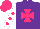 Silk - Purple, dayglo pink maltese cross, white sleeves, dayglo pink spots and cap