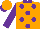 Silk - Orange, purple spots, purple sleeves and collar, orange cap, purple peak