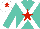 Silk - Turquoise, white crossed sashes, red star, white cap, red star