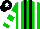 Silk - Green, black stripes, white braces, black, white hoops sleeves, black cap, white star cap