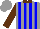 Silk - Grey, blue stripes, brown collar, sleeves grey, brown cuffs, cap brown, grey button