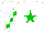 Silk - White, green star, green diamonds on sleeves