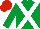 Silk - Emerald green, white cross belts, red cap