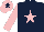 Silk - Dark blue, pink star & sleeves, pink cap, dark blue star