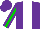 Silk - Purple, white panel, green stripe on sleeves