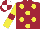 Silk - Maroon, white spots, yellow spots, sleeves white, maroon armlets, maroon, white quartered cap