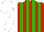 Silk - red, green stripes, white sleeves, white cap