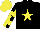 Silk - Black, yellow star, sleeves black, yellow hooped, quarters cap