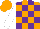 Silk - Orange and purple checks, white sleeves, orange cap