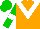 Silk - Orange body, white chevron, big-green arms, white armlets, big-green cap