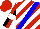 Silk - White, red diagonal stripes, blue sash, black sleeves, white armlets, red quarters cap