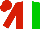 Silk - Red,green halved vertical,white stripe