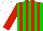 Silk - Green, violet red stripes, sleeves white, cap white