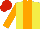 Silk - Yellow, orange stripe, sleeves red, cap yellow, red quartered