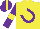 Silk - Yellow, purple horseshoe, purple sleeves, yellow armlets, purple cap, yellow stripe