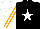 Silk - Black, white star, orange and white striped sleeves, white cap
