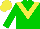 Silk - green, yellow chevron, yellow cap