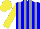 Silk - blue, grey stripes, yellow sleeves, yellow cap