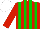 Silk - red, green stripes, red sleeves, white cap