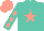Silk - Turquoise, coral star, coral diamonds on sleeves, coral cap