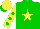 Silk - Green, yellow star, yellow sleeves, green spots, yellow cap, green peak