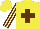 Silk - Yellow, brown cross, brown stripes on tan sleeves, yellow cap